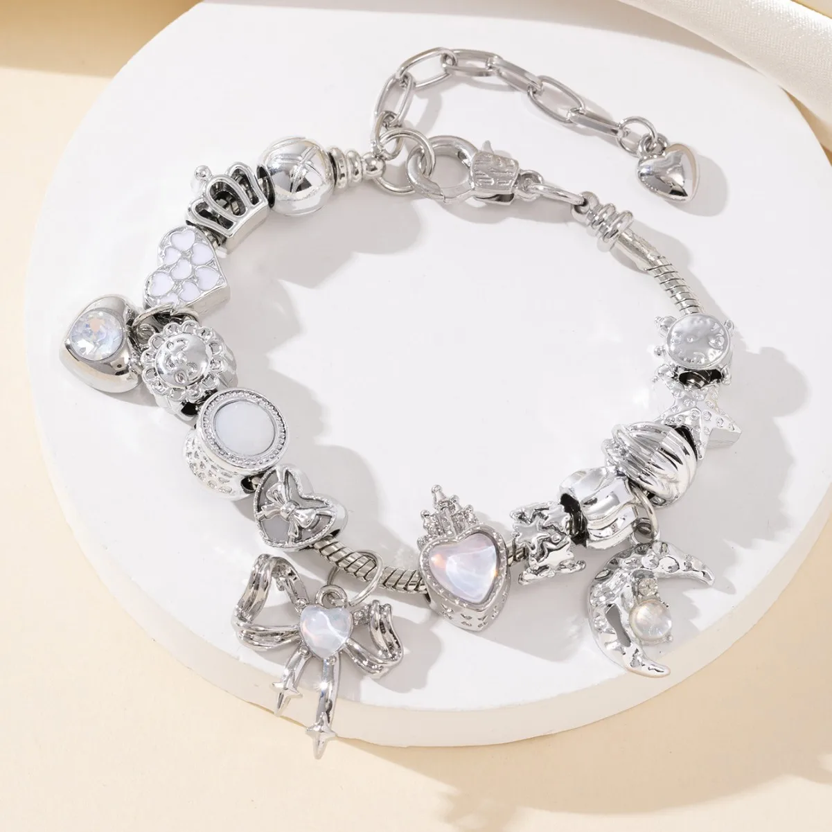 

DIY Beading Bracelet Cat's Eye Butterfly Knot Heart Crown Rhinestone Jewelry Making Kit