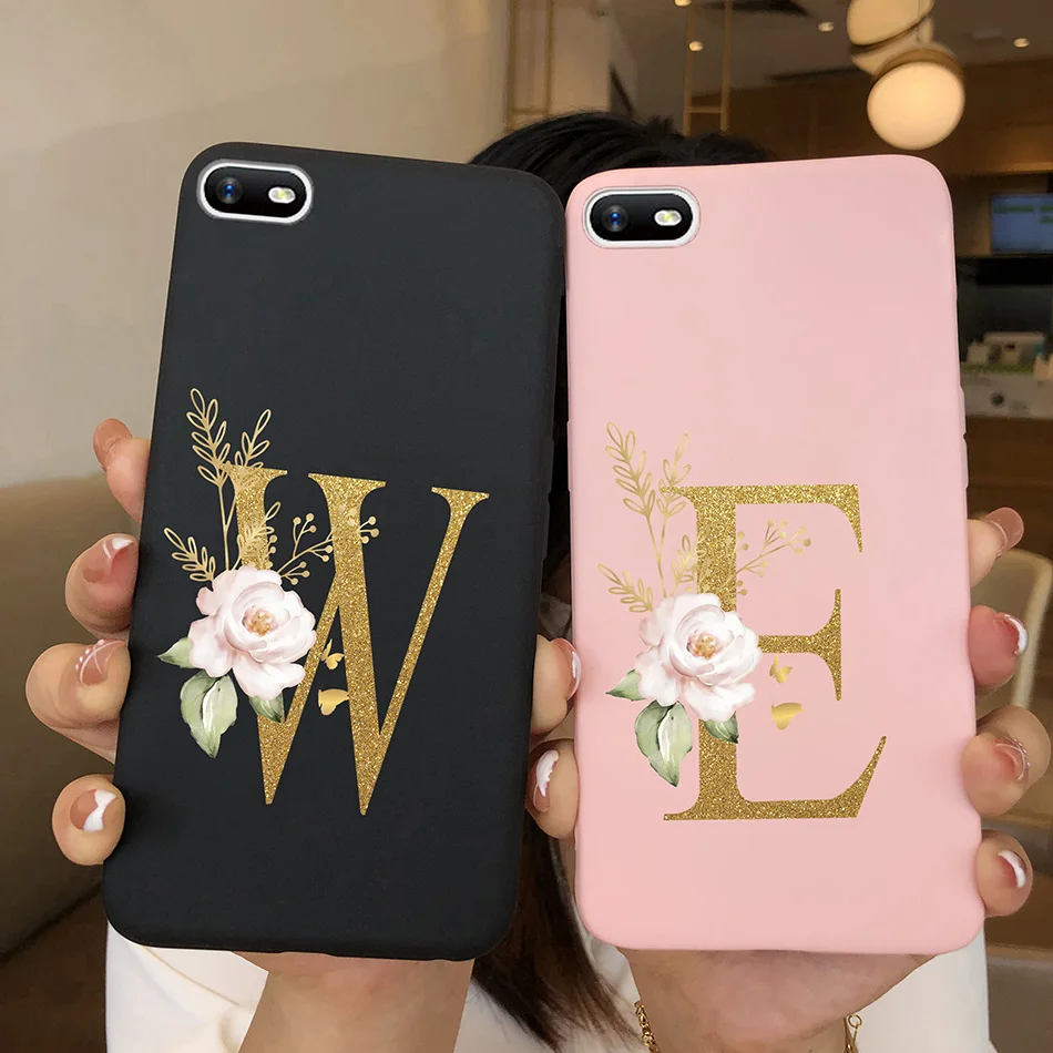 For OPPO A1K Phone Case Realme C2 Cover Alphabet Letters Flower Silicone Soft Coque For OPPO A1K RMX1941 A1K A1 k CPH1923 Funda