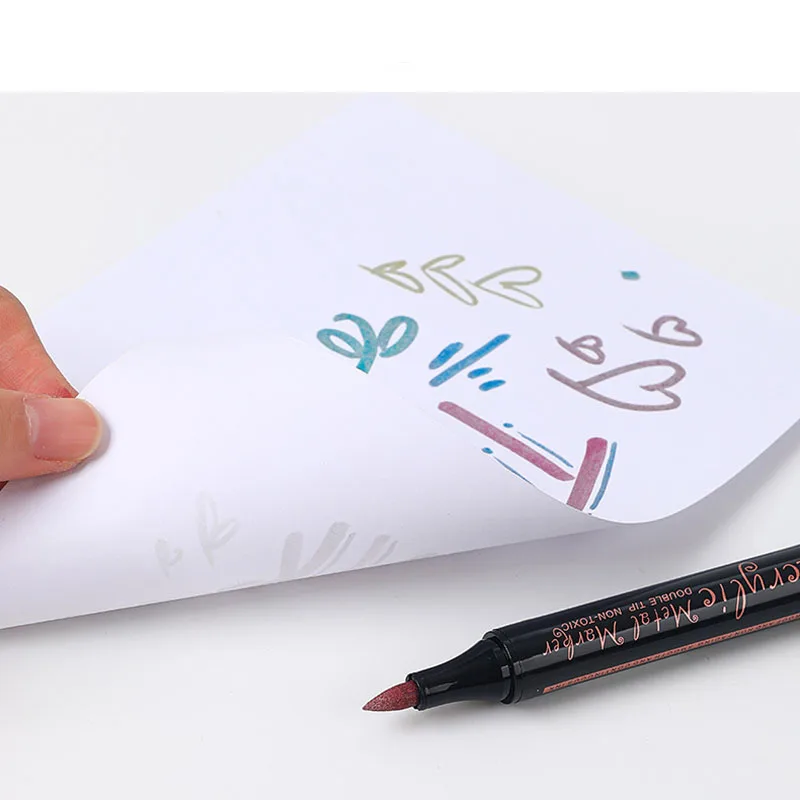 Art Makers Dual Tips Graffiti Metallic Color Acrylic Marker Pen for Drawing, no smudge, waterproof