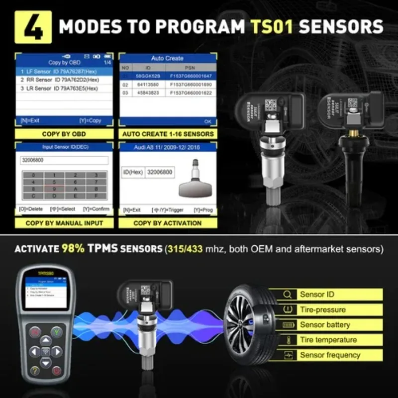 New  O bd2  Diagnostic Scanner Scan Diagnosis Tpms Programming Tool to Check Car Tire Pressure