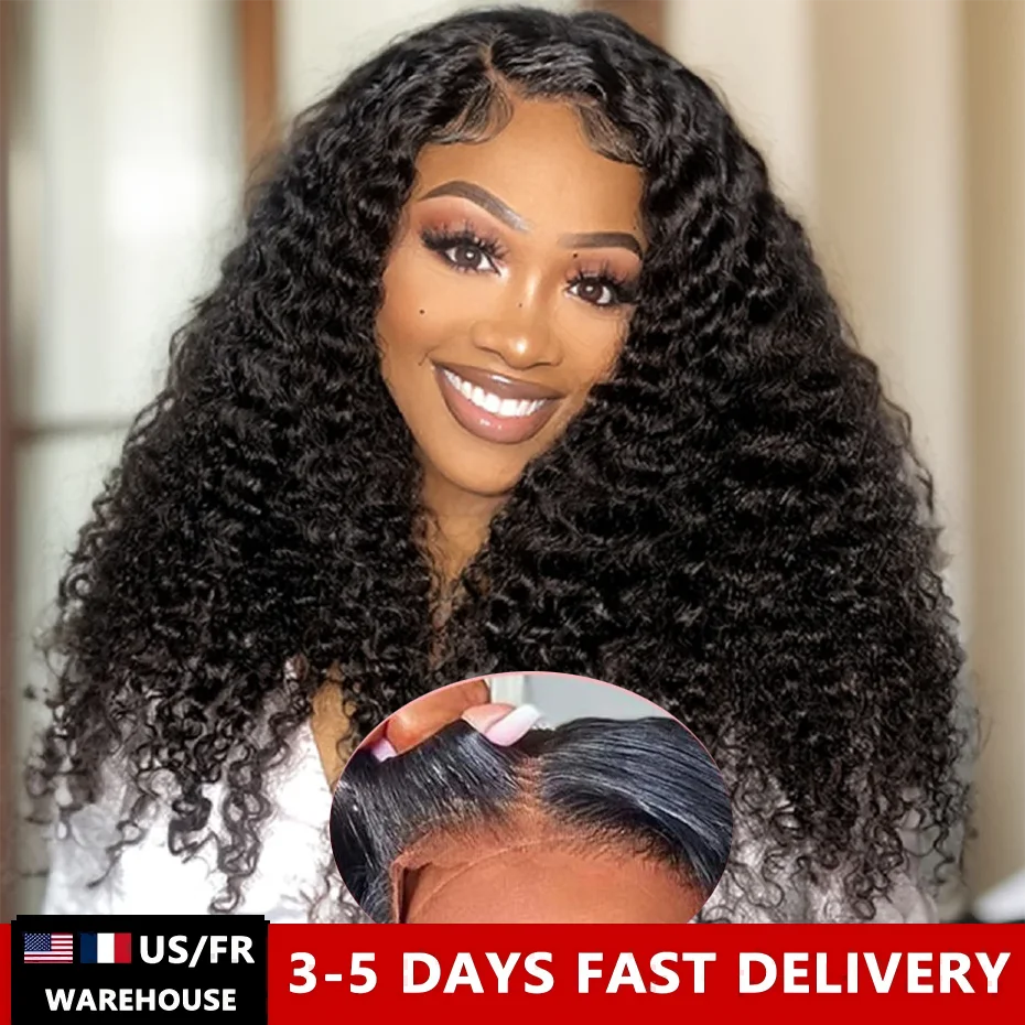 200% Wig Human Hair Ready Go Glueless Wig Deep Wave Brazilian Remy 5x5 6x4 Lace Closure Wig Pre Cut Curly 13x4 Lace Front Wig