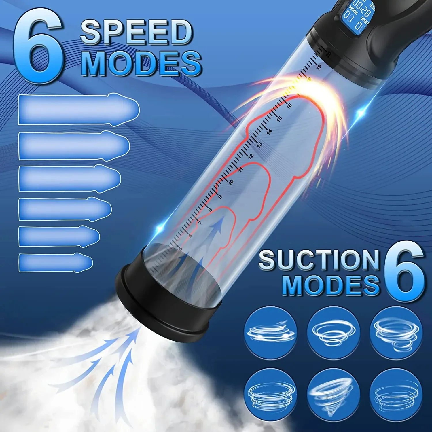 Automatic Electric Vacuum Trainer 6 Suction Modes Adjustable Pressure Training Equipment Soft Silicone Sleeve Personal Massage