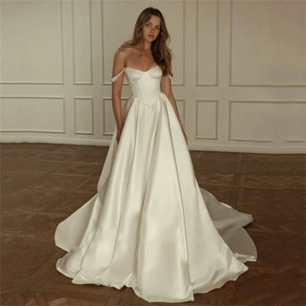 High-end Wedding DressesA-Line V-Neck Backless Flying Sleeve Bridal Trailing Gowns for Bridal Party Holiday Ball Cocktai