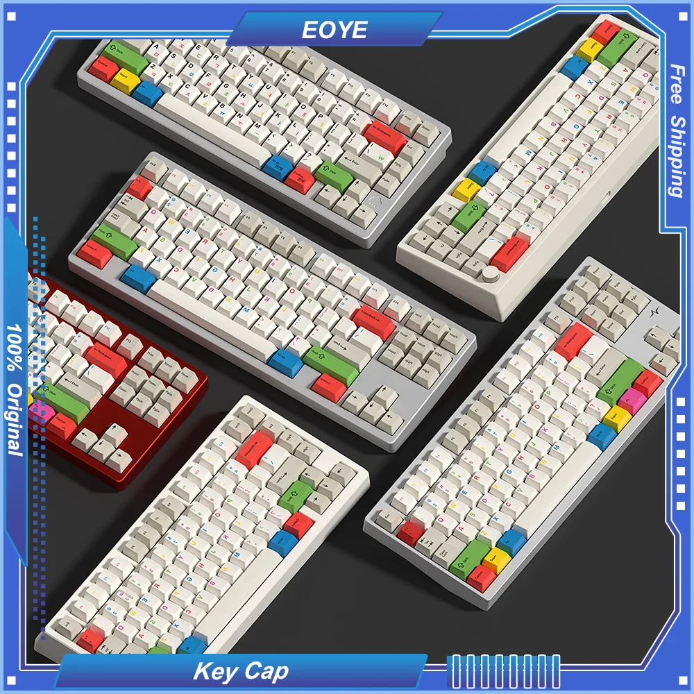 122pcs Key Cap Key House RGB Theme PBT Thermal Sublimation Cherry-Profile for Mechanical Keyboard 65/75/68/80 Layout Hot Swap