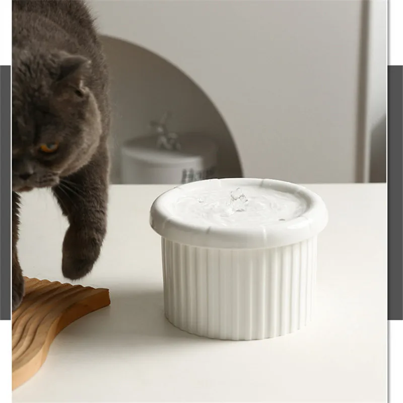 Drinker Water Fountain for Cat,Pet Water Dispenser,Ceramic Dog Drinking Bowls,Cat Feeder with Filter,Super Mute USB Pet Supplies