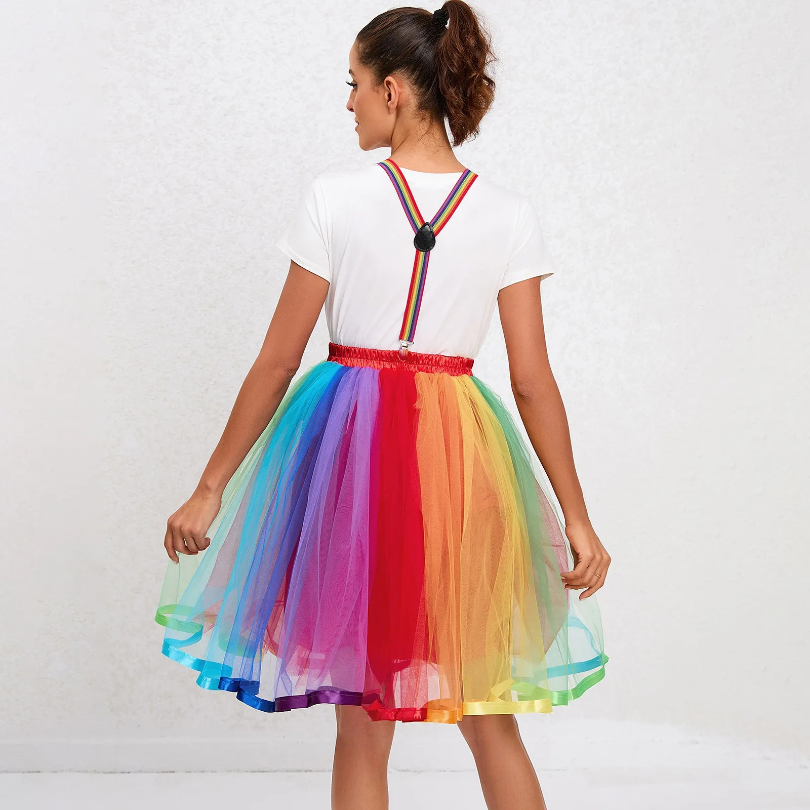 FATAPAESE-Jupe en tulle arc-en-ciel personnalisée pour adultes, jupons d'Halloween, sous-jupe Rockabilly, robe de cosplay en tulle, jupe de ballet, Noël