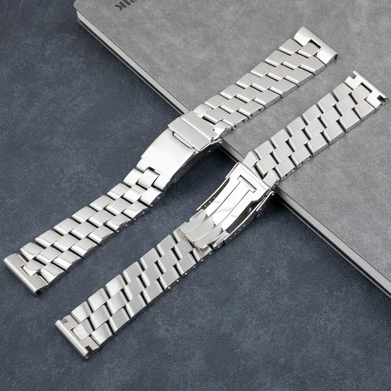 22mm 24mm 316L 3 Beads Shiny Silver Stainless Steel Watchband Bracelet For Breitling Strap For AVENGER NAVITIMER SUPEROCEAN Belt