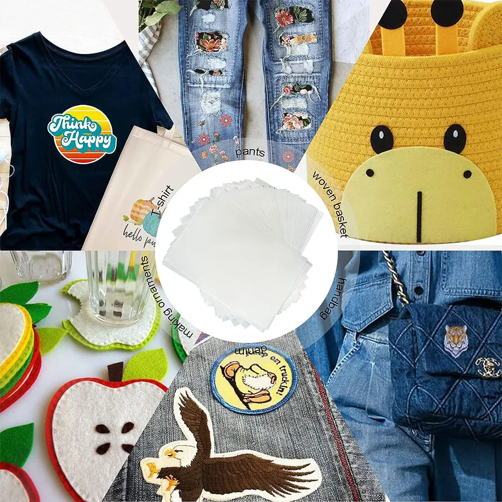 10Pcs Iron-on Patch Double Sided Adhesive Sheet Fabric Patches For Badge Peel and Stick Pants Backpack Clothes Curtains Repair