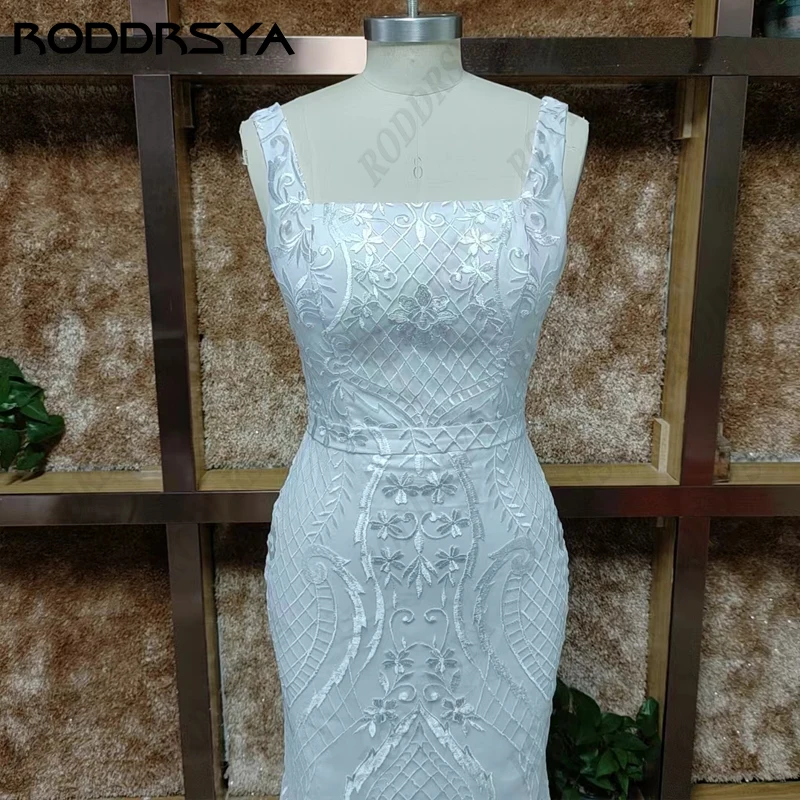 RODDRSYA Luxury Sexy Wedding Dresses For Women 2023 Square Collar Appliques Lace Mermaid Backless Vestidos De Novia Custom Made