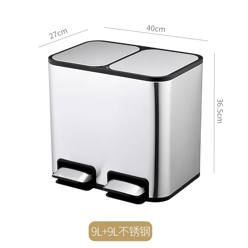 Stainless Steel Trash Can Large Modern Kitchen Storage Trash Can Garbage Sorting Containers Rangement Cuisine Waste Bins