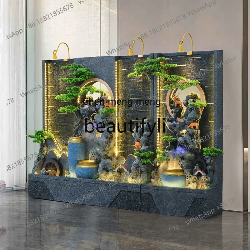 D178  Water curtain wall living room running water screen rockery fountain landscape, lucky feng shui wheel ornament