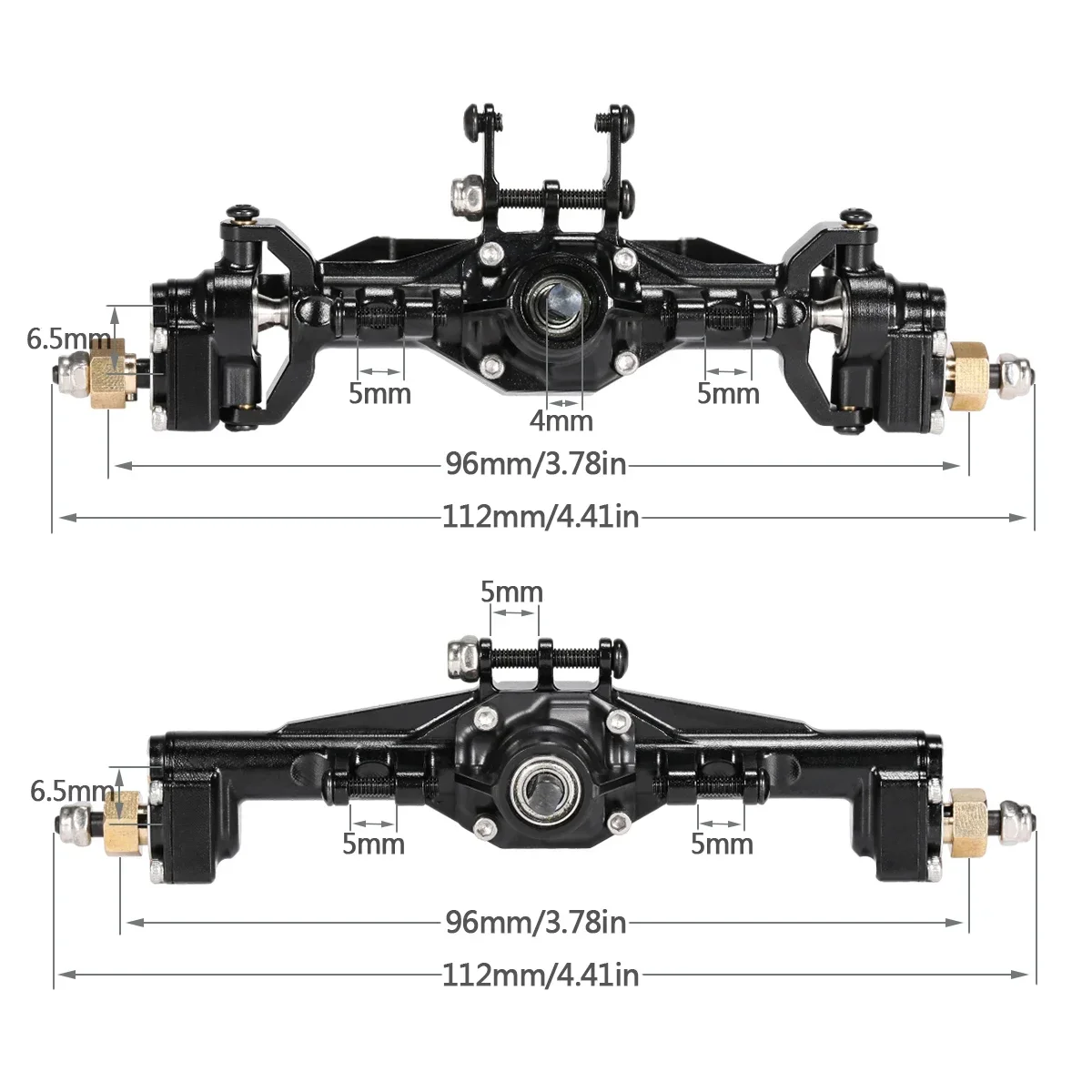 เพลาหน้าพอร์ทัลหลังอะลูมิเนียม TRX4M 1/18เพลาหน้าพร้อมข้อต่อบังคับเลี้ยว TRX4-M ตีนตะขาบบรองบรอนโกชิ้นส่วนอัพเกรด K10