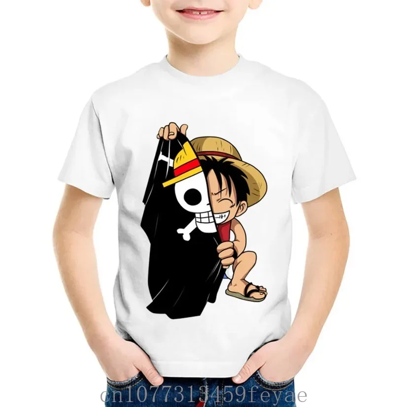 Anime Print Toddler Luffy Childhood Children T-shirts Kids Summer Short Sleeve Tees Boys Girls Funny Tops Baby T shirt