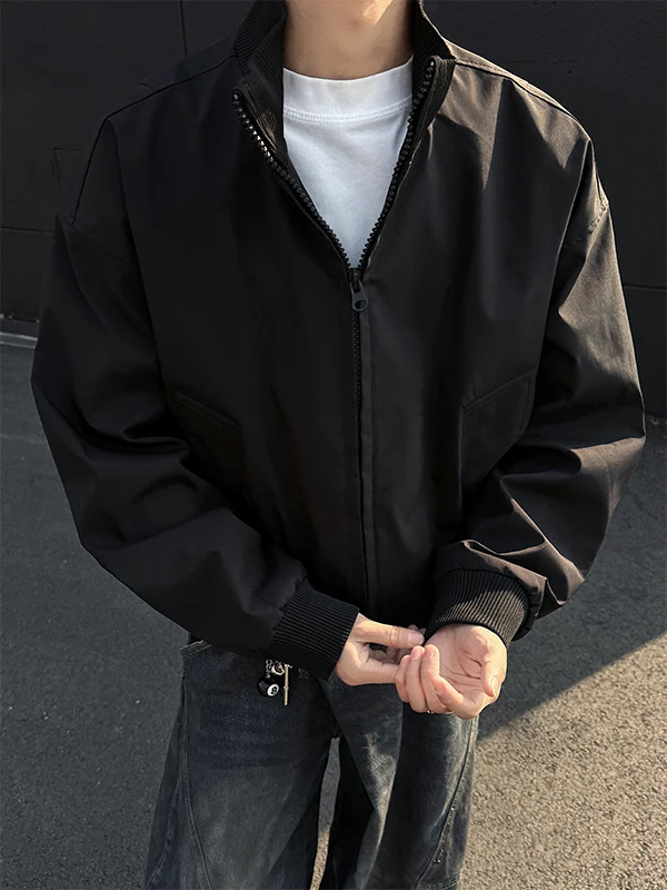 

American Retro Cleanfit ort Baseball Jaet Men's Faion High Street Stand Collar Flight Jaet Loose Fit Polyester Fiber