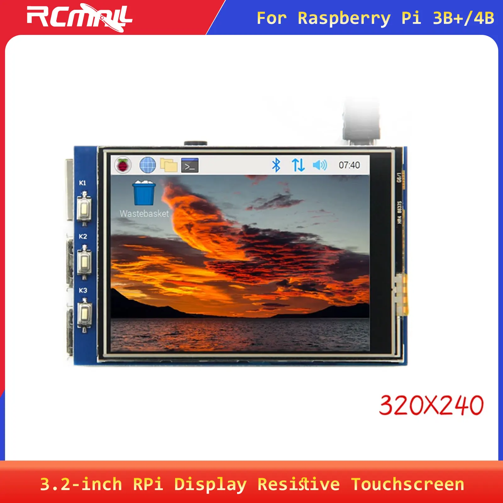 3.2-inch RPi Display Resistive Touchscreen TFT LCD Monitor ILI9341 320x240 Screen for Raspberry Pi 3B+/4B
