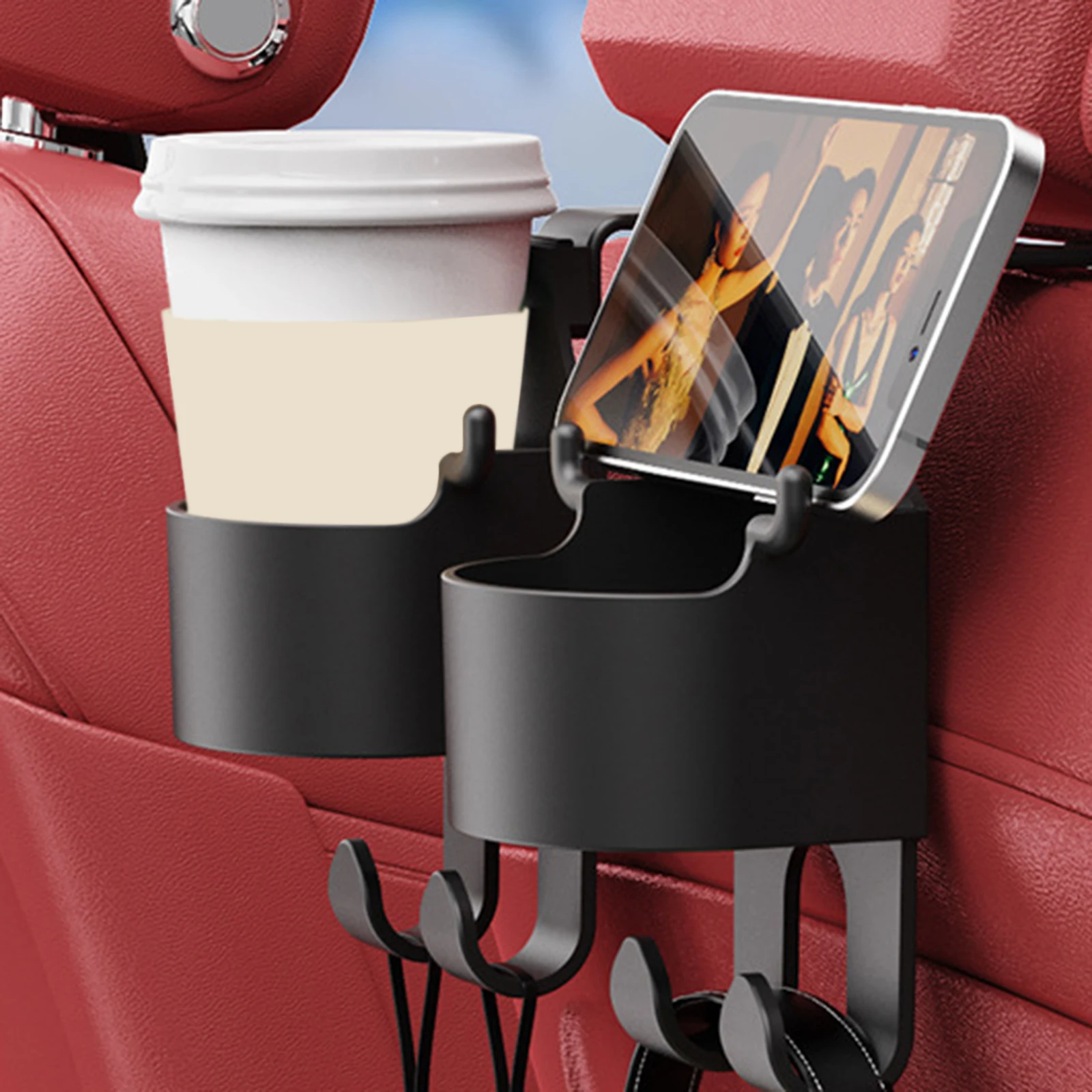 Car Water Cup Holder with Hook Detachable Beverage Storage Bracket Suitable for Organize During Travel