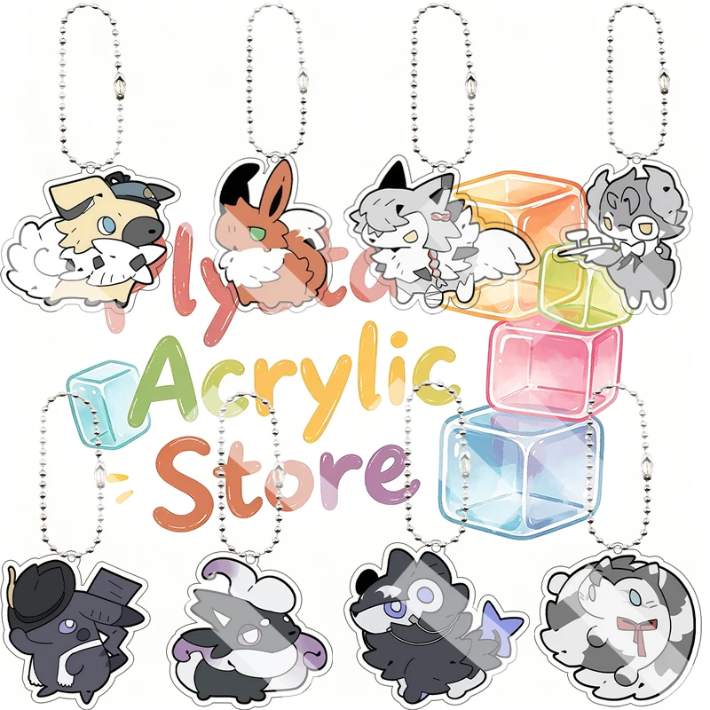 Anime 5cm Double-sided Print Anthro Furry Wolf Fox Animal Character Acrylic Keychain Cartoon Bag Pendant Fans Collectible Gifts