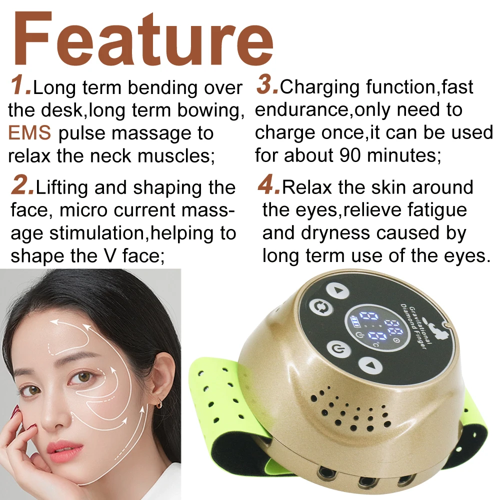 New Microcurrent Golden Finger RF EMS Beauty Equipment Bioelectric Massage Machine Face Lifting Body Massager Radio Frequency