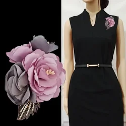 High-end Fabric Flower Brooches Lapel Pins for Women Fashion Scarf Buckle Badge Female Temperament Jewelry Accessories