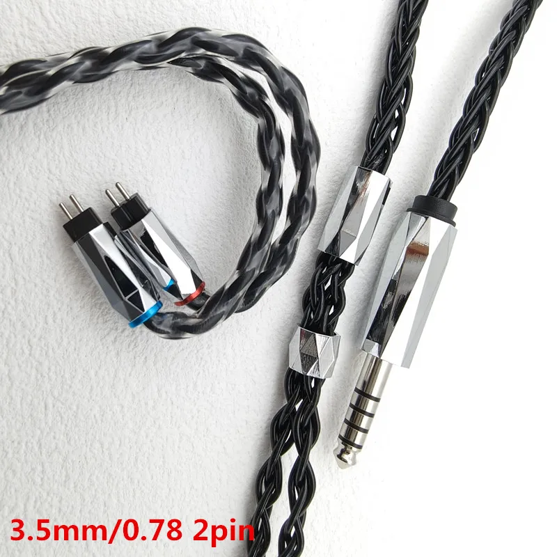 HIFI OCC 8 Core Pure silver Audio Cable Earphone Cable HIFI DIY Earphone Replacement Cable Upgrade Wire 2 Pin 0 78 Cable