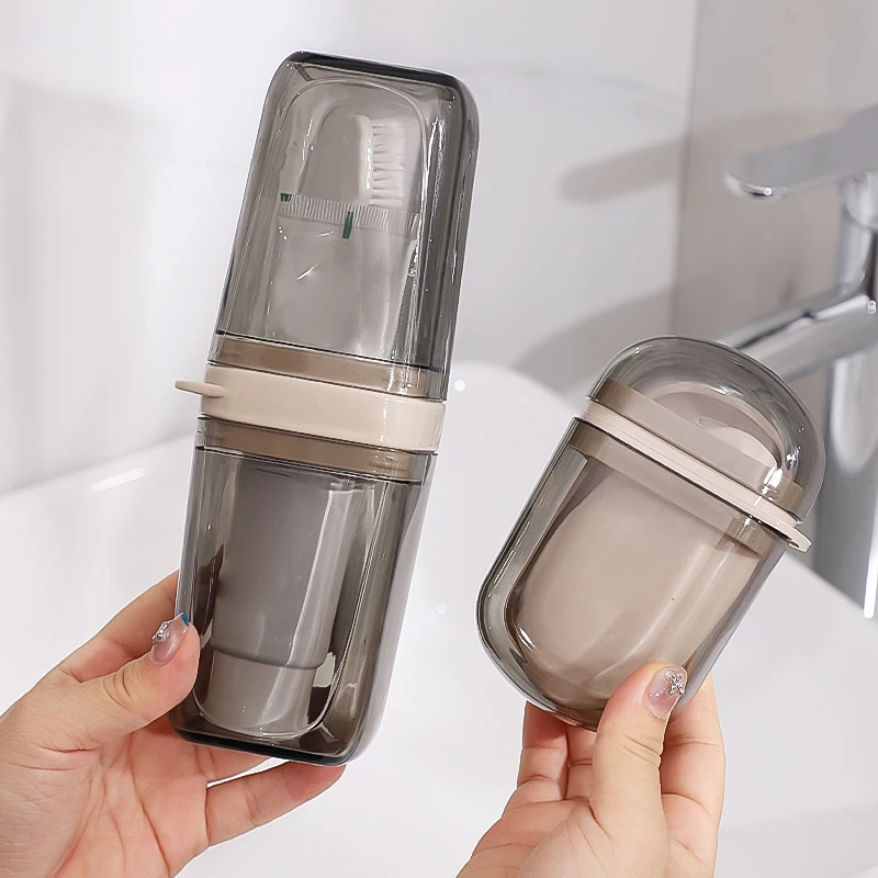 

Набор из 2 предметов: портативный держатель для мыла и футляр для зубной щетки, прочный пластиковый дорожный набор для туалетных принадлежностей, легко моющийся, для спортзала и ванной комнаты