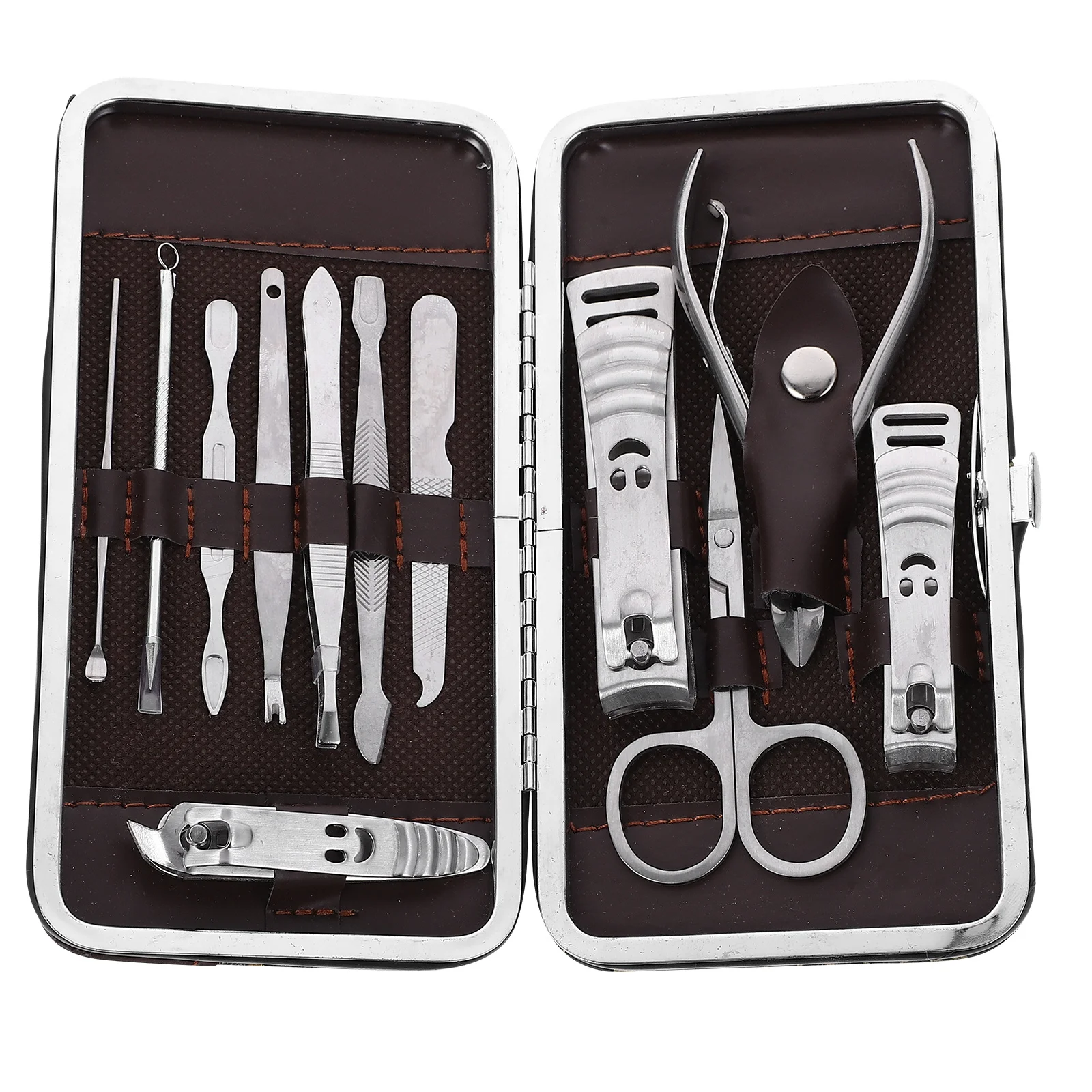 Juego de manicura y pedicura de acero inoxidable, Kit de cuidado de uñas, herramientas de aseo de viaje, regalo de calidad profesional plateado, 12 Uds.