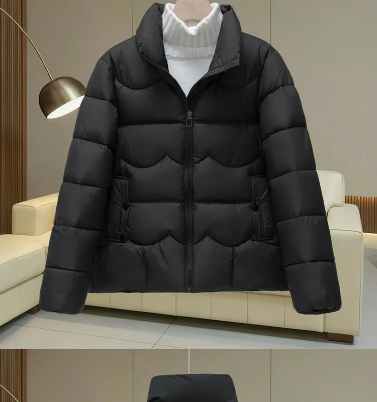 2027 Winter Parkas Women Down Cotton Jacket V-neck Large Fur Collar Belt Mid Length Cotton-padded Coat Female Outerwear Overcoat
