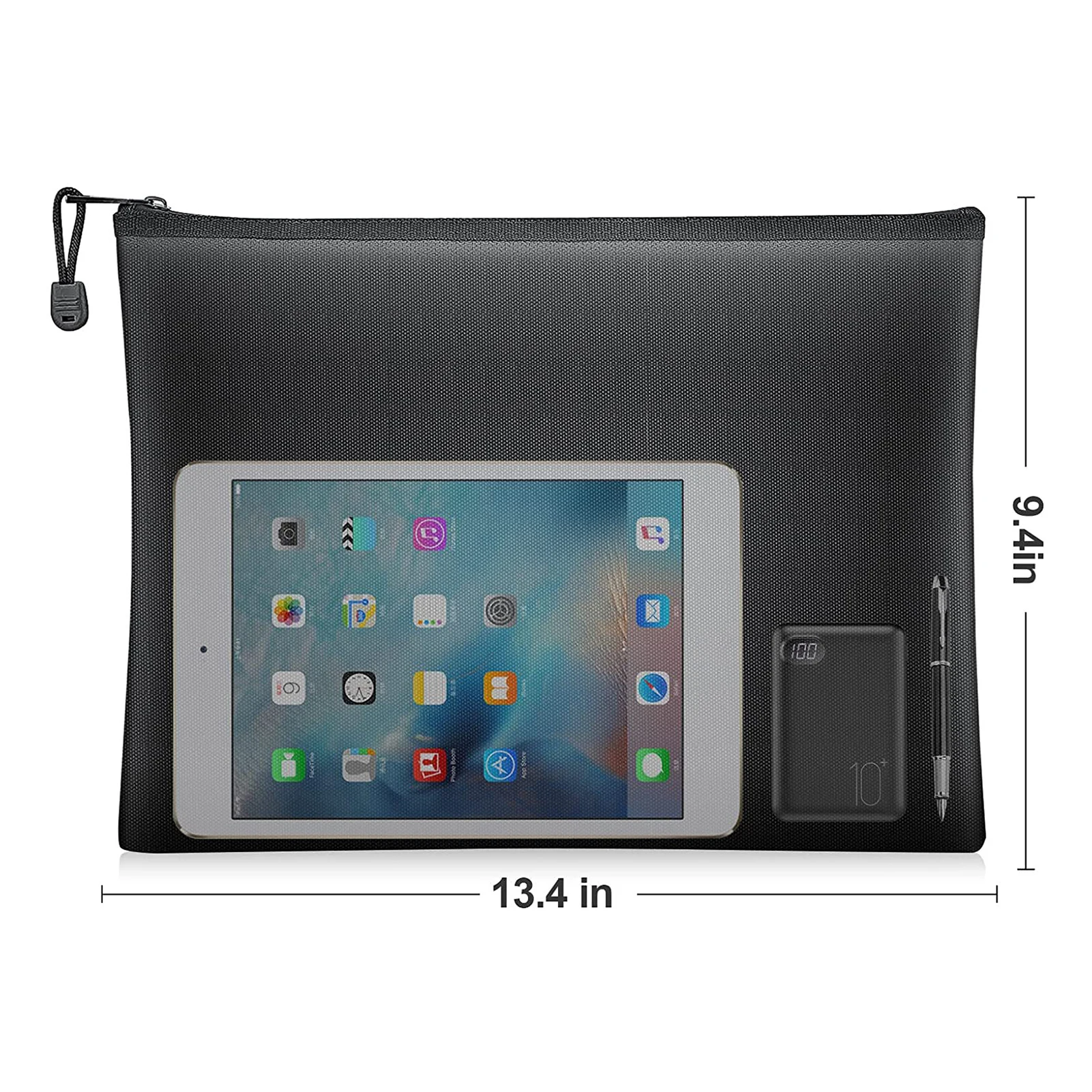 Fireproof File Bag Fireproof Money Bag Waterproof Zipper Bag Organizer Pouch For Documents File Cash Passport Tablet 13.4”x