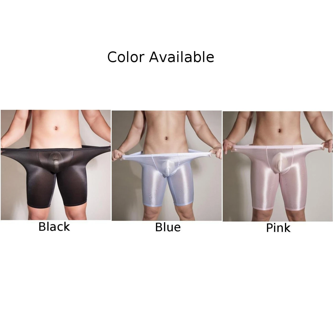 شورت رجالي لامع لامع ، جذوع مثيرة ، ملابس داخلية فائقة المرونة ، بوكسر ، قيعان لياقة بدنية ، بنطال قصير ، ليغنغز ، زيت