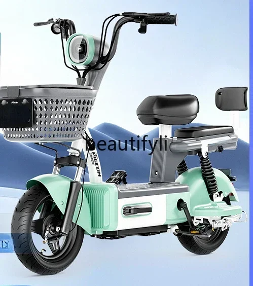 New electric vehicle men and women small car people to help