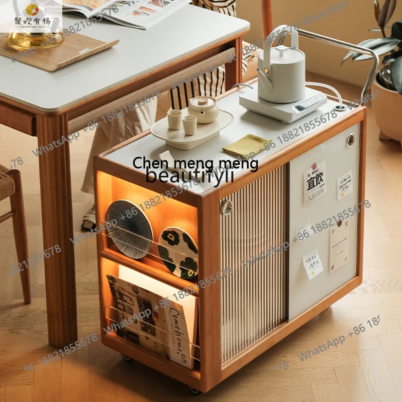 

Sideboard Coffee Table Small Trolley Storage Tea Table Balcony Mobile Vintage Sofa Side Cabinet H