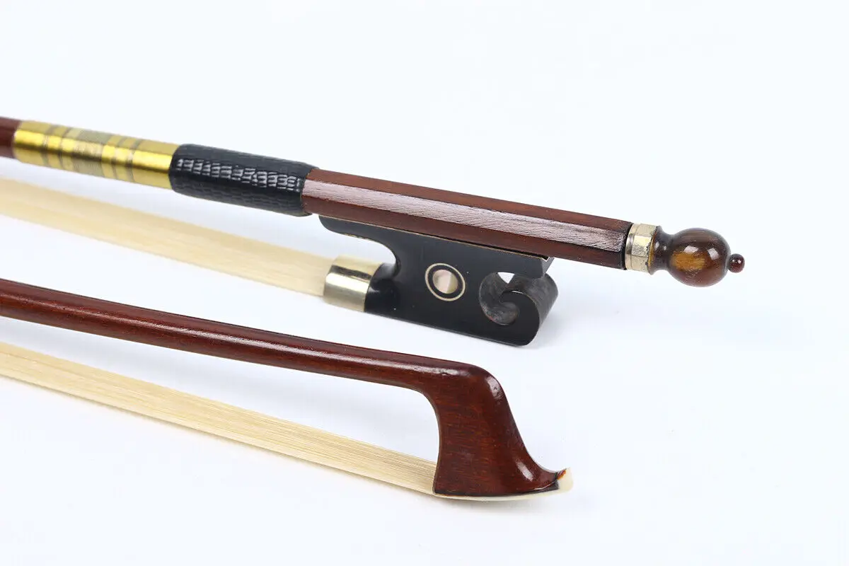 

4/4 Full Size Violin Bow Golden Black Silk Brazilwood Horse Hair Snail Tail OX Horn Frog Well Balance Professional