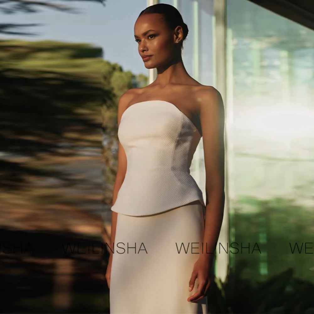 Classic Women's Dresses Trend 2025 Jersey Sheath/Column Wedding Party Dresses Ivory Strapless Cloak Tailing Civil Wedding Dress