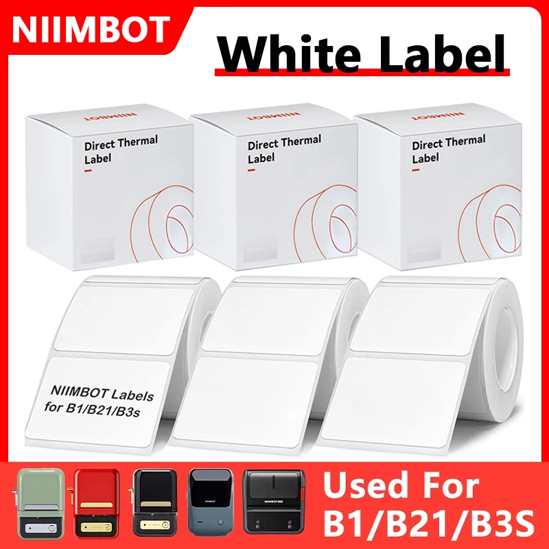 Niimbot الأبيض الحراري التسمية 1 لفة ملصق مضاد للمياه ذاتية اللصق الأشعة فوق البنفسجية ورقة ل B1 B21 B3S طابعة ملصقات صغيرة شارة السعر الطباعة