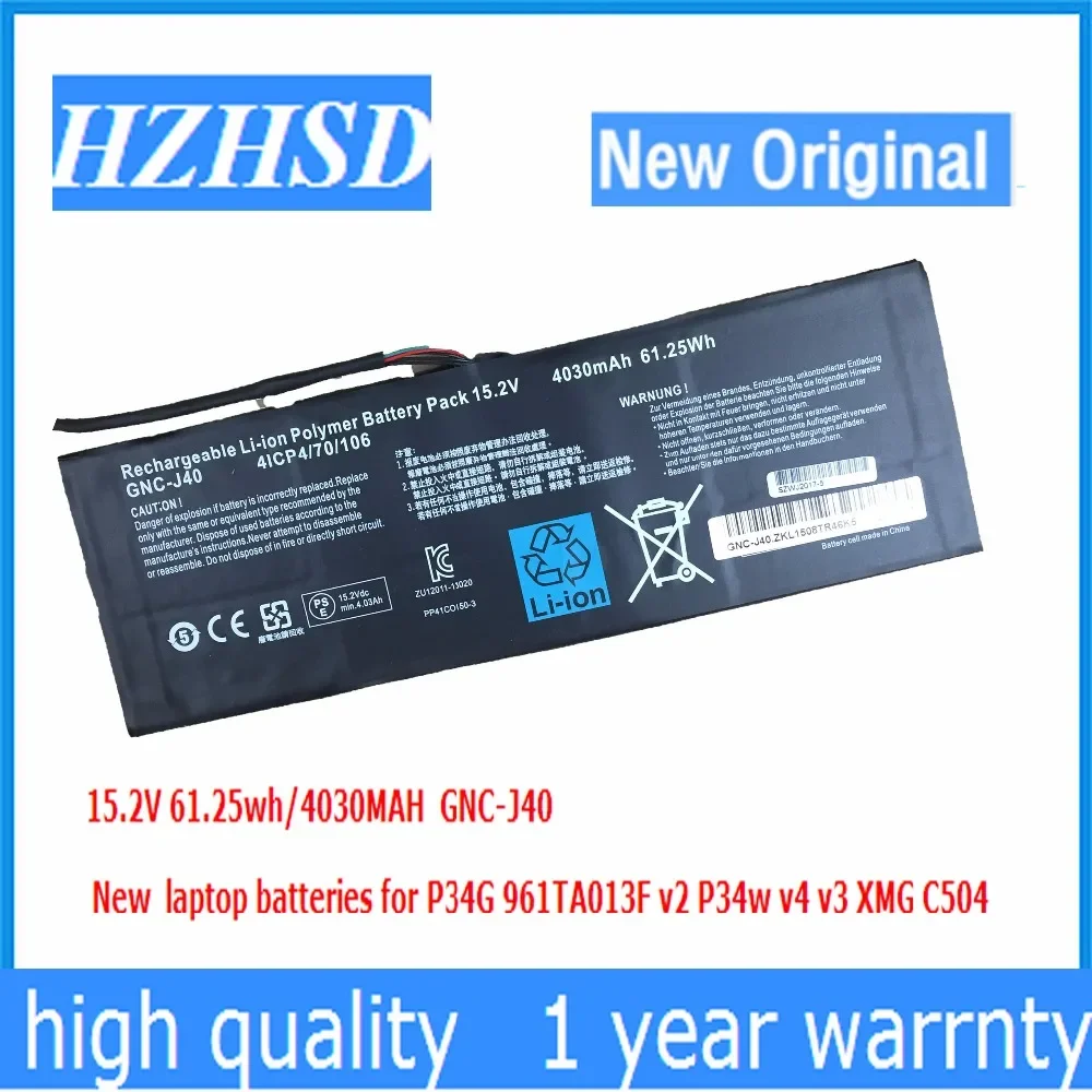 15.2V 4030mAh 61.25Wh new Original GNC-J40 961TA013F Laptop Battery For GIGABYTE P34W P34K P34F P34G V2 V3 V4 V5 V7