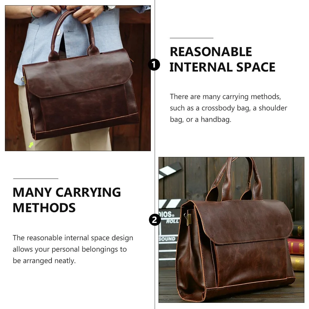 

1Pcs PU Briefcase Business Trip Bag Shoulder Crossbody Laptop Bag Portable Computer Portfolio PU Briefcase