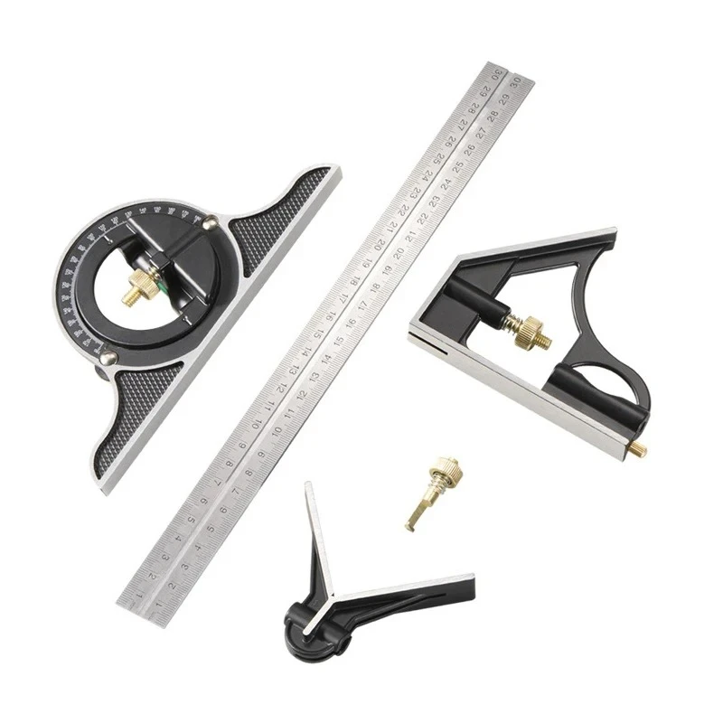 3 In 1 300mm Adjustable Multi Combination Square Protractor Angle Finder Woodworking Measuring Ruler