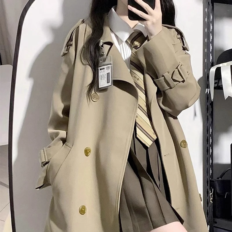 

High-grade Temperament Women Trench Coat Long Belted Loose Lady Coat Female Double-breasted Commuter Outerwear Autumn Clothes