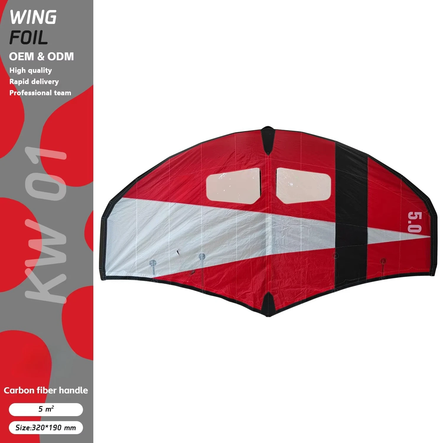 Spot Inflatable Foil Wing with Window 5m ² Carbon Foil Hydrofoil Surfboard Wind Kite Surfing Wings Water Sports