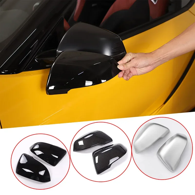 

For Toyota GR Supra A90 2019-2022 ABS Carbon Fiber/Silver Car Exterior Rearview Mirror Cover Decorative Sticker Auto Accessories