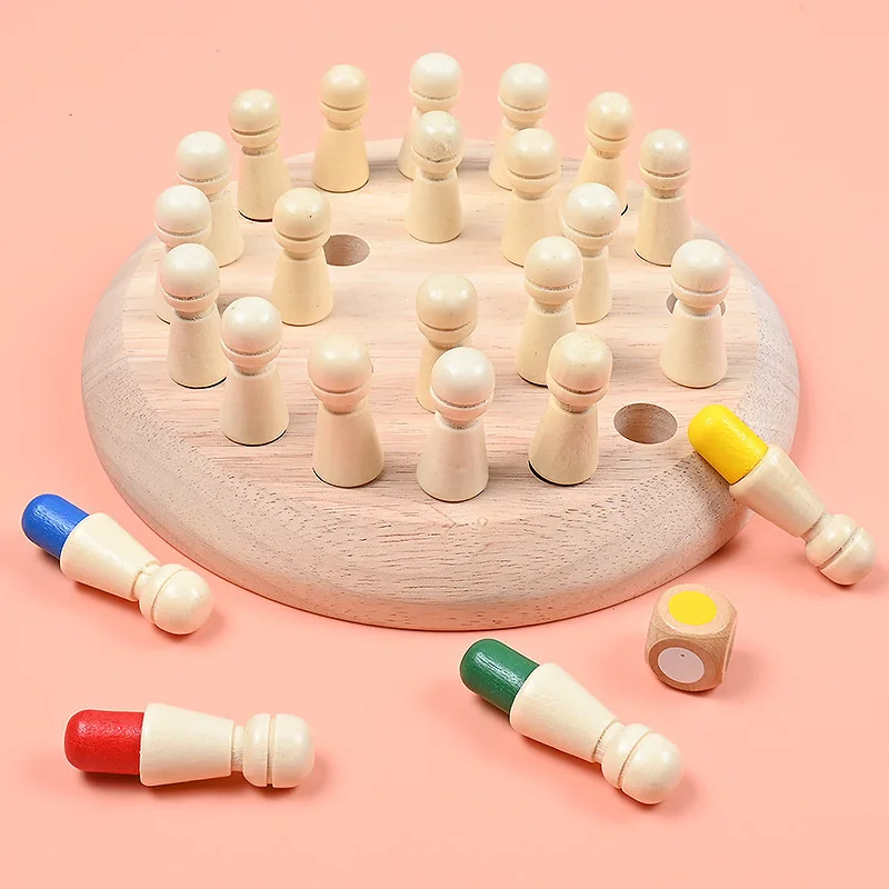 Wooden Memory Match Stick Chess Color Table Game Board Puzzles Montessori Educational Toy Cognitive Ability Learning Toys