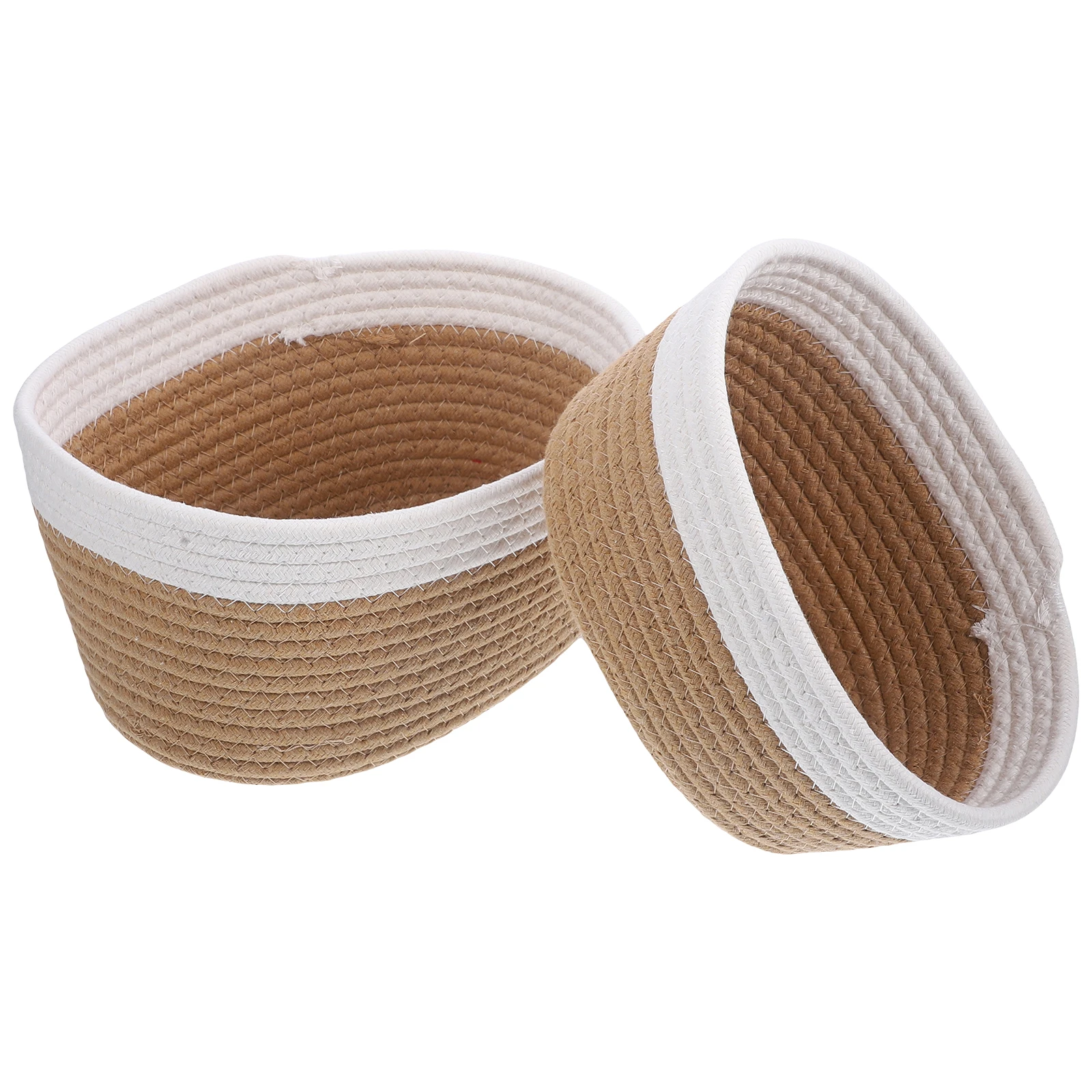 

2 Pcs Rope Storage Baskets White Oval Small Medium Snack Holder Bedroom Sundries Basket Desk ganizer Home Supplies