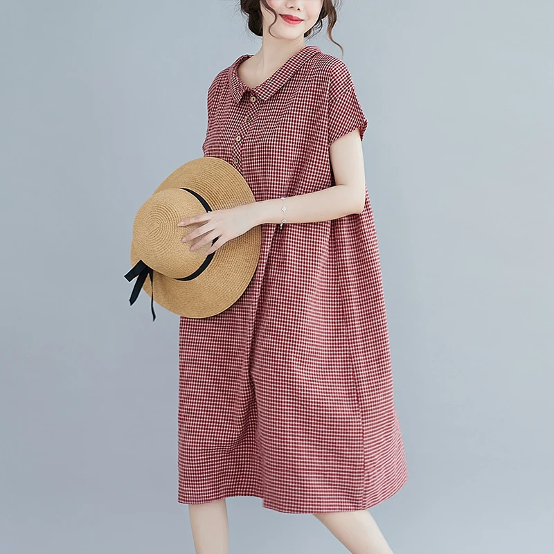 Artistico Cotton Lin Taglia grande da donna Dr Vita che copre Allentato Lungo Allegato Estate Dr Casual Comodo Midi Dr