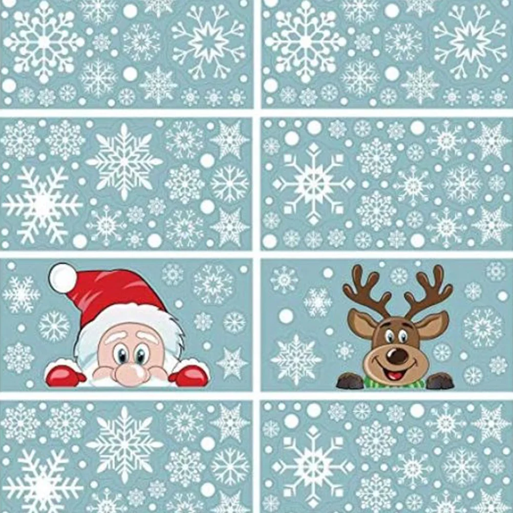 4 Sheets Reusable Electrostatic Stickers Christmas Showcase Decal Window Applique