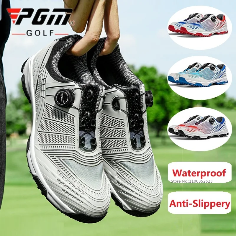 

Pgm New Waterproof Non-slip Golf Shoes Men Outdoor Professional Golf Shoes Male Soft Leather Cushioned Training Sneakers