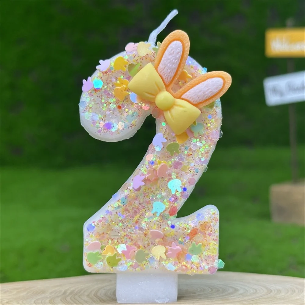 1 pz simpatico coniglio compleanno candela cake topper colori numero 5 candela fiocco nodo candela digitale compleanno decorazione della festa