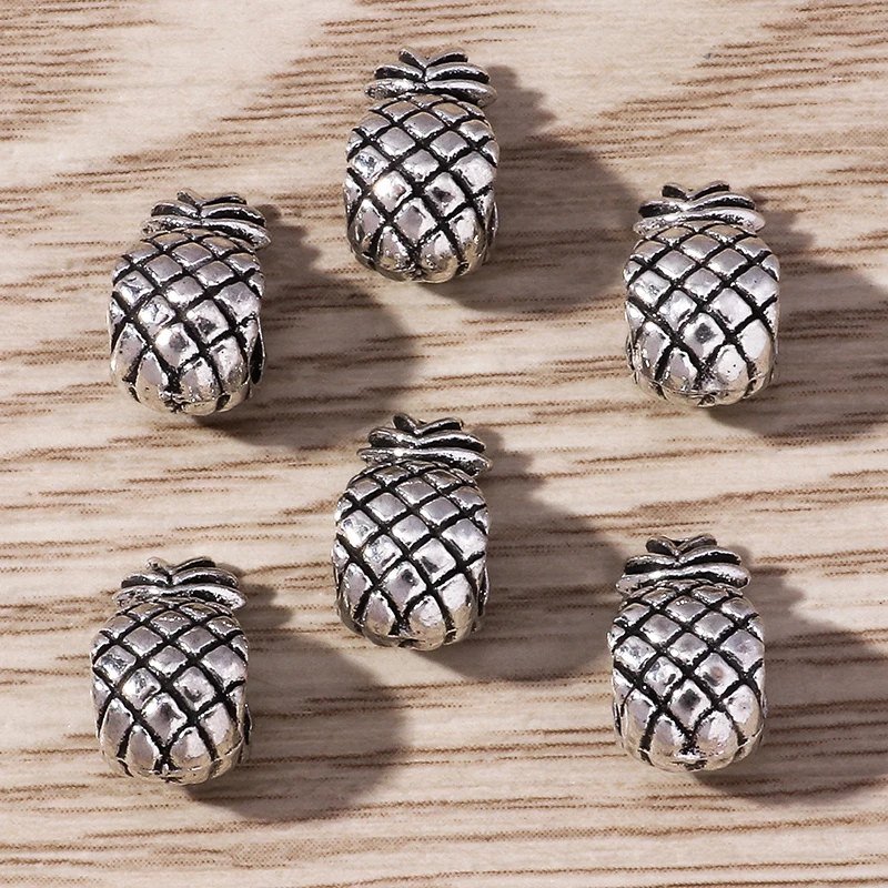 Tusember 30 Stück 6*11mm Legierungs-Ananas-Abstandsperlen für DIY Sterling Armband, handgefertigte Schmuckherstellung, Zubehör – Detail 2