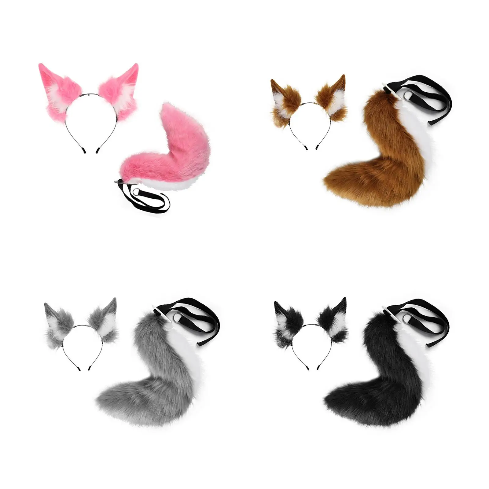 耳のヘッドバンドと尻尾-子供用-大人用-コスプレヘッドバンド-ステージパフォーマンス用