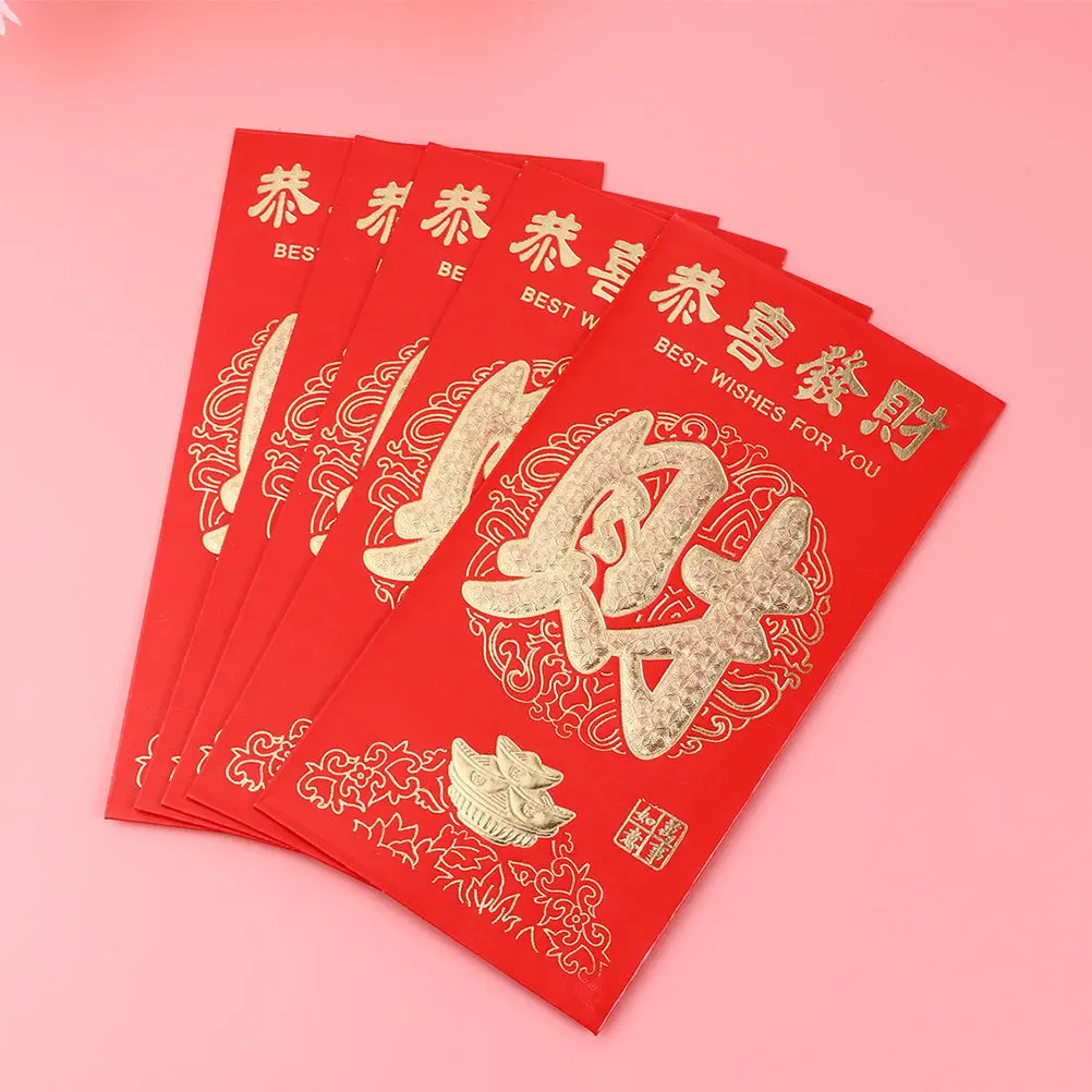 

120Pcs New Year Red Packets Premium Paper Gold Foil Design Chinese Red Envelopes Decorative Gift Money Envelopes for Lunar
