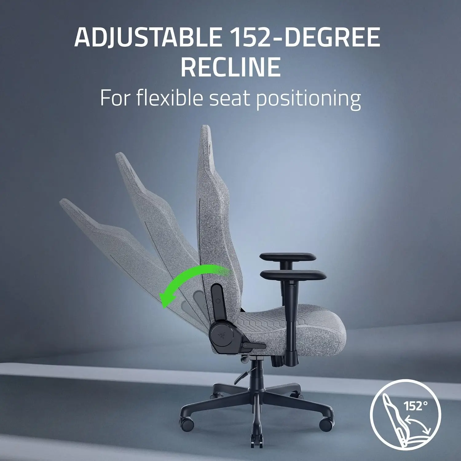 Ergonomic Gaming Chair with Built-in Lumbar Support, Adjustable Recline, and Plush Fabric - Light Gray